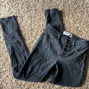 Black high rise jean leggings with 4 buttons